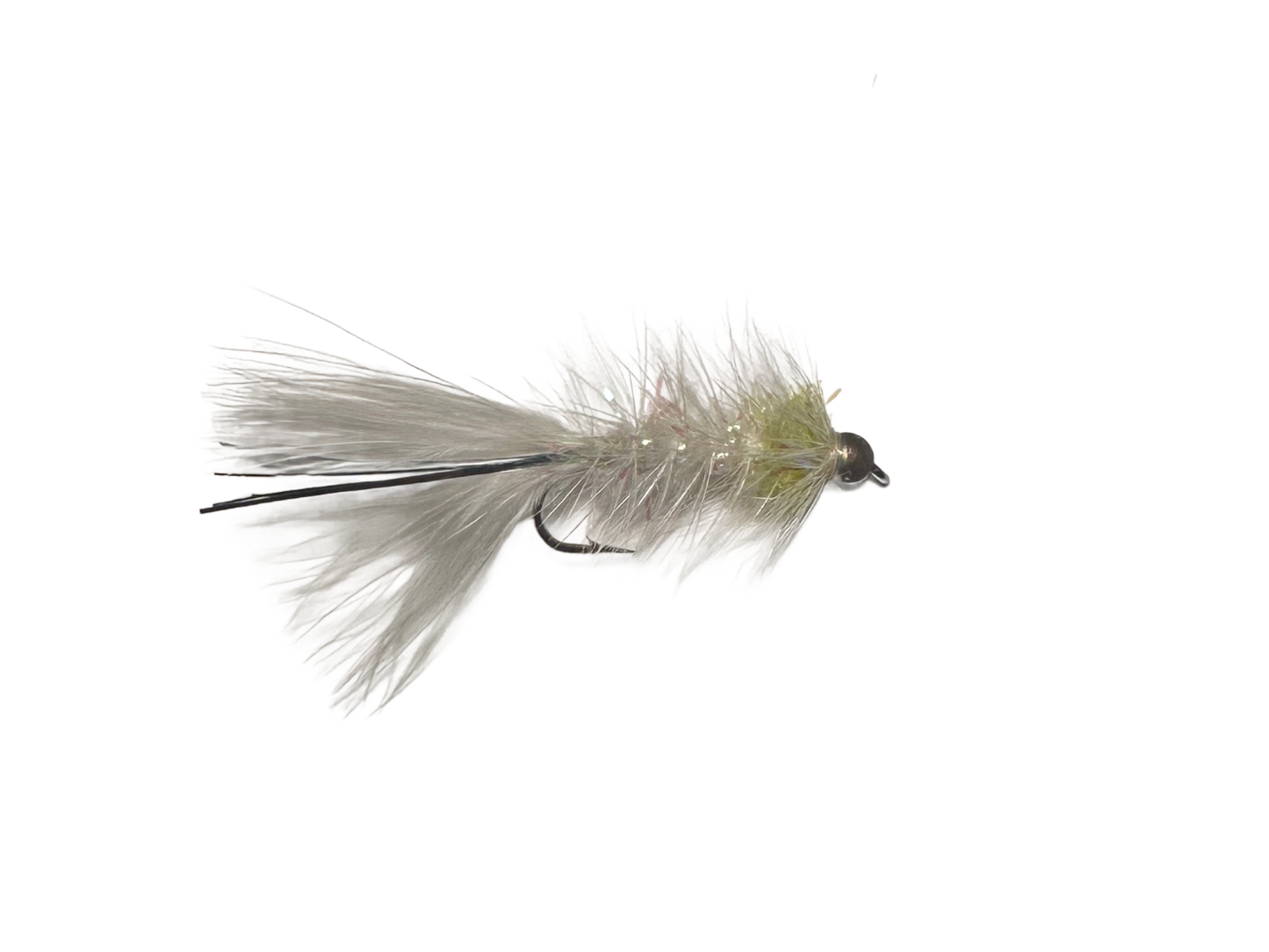 Catch's Beadhead Crystal Bugger, White Hotspot Chartreuse