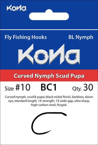 Kona BC1 Curved Scud/Pupa Hook - Barbless