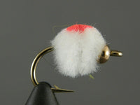 Beadhead Glo Bug, White/Flame fly fishing fly