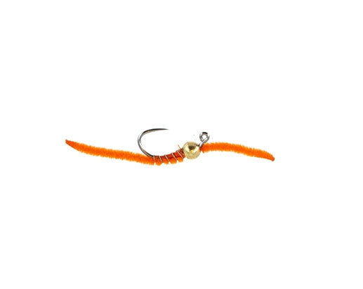 Beadhead Tactical Jigged San Juan Worm, Orange