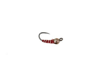 Beadhead Tactical Jigged Zebra Midge, Red