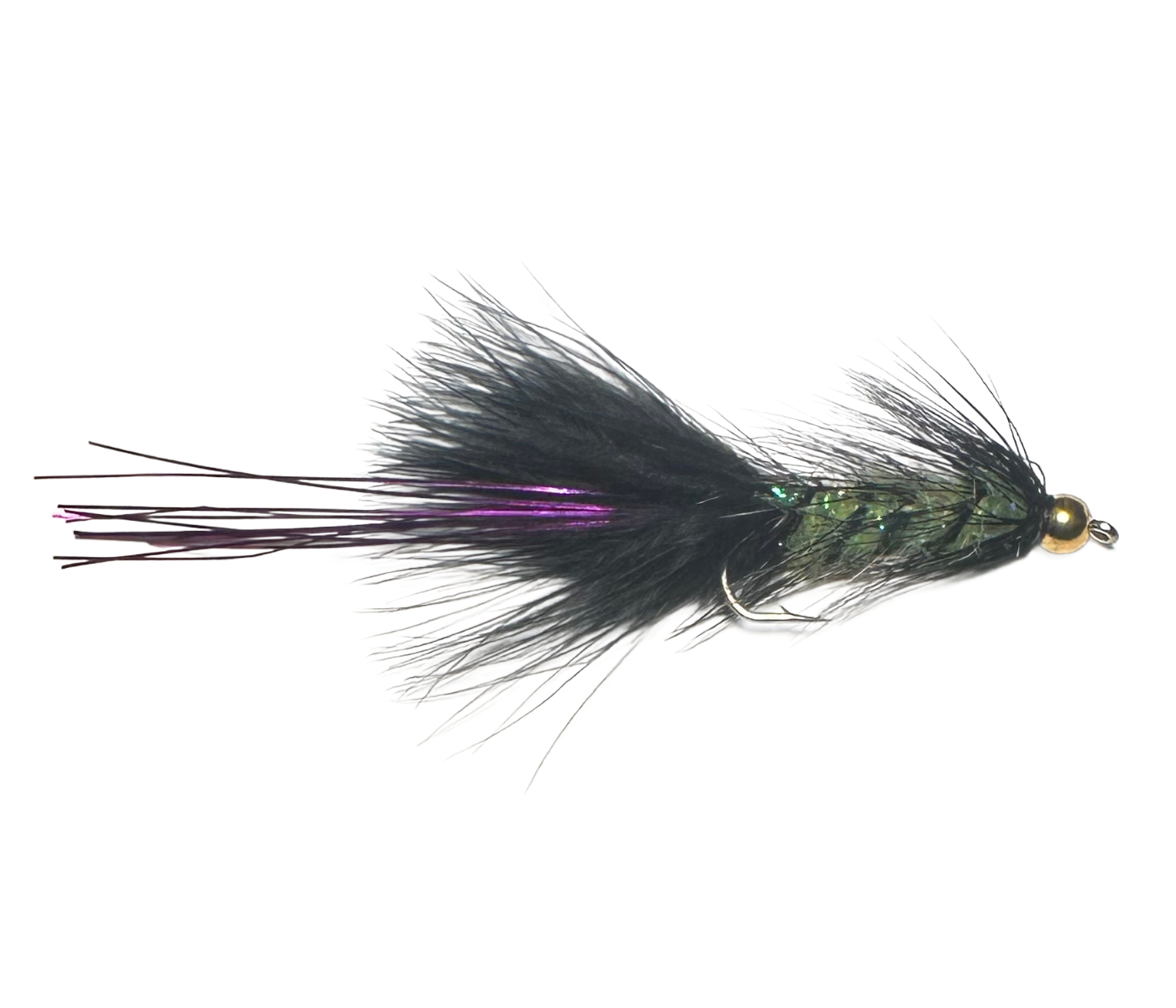 Catch's Beadhead Crystal Bugger, Black/Chartreuse Purple | Size - 6