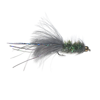 Catch's Beadhead Crystal Bugger, Gray/Olive Rainbow