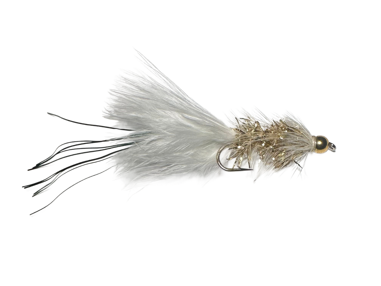 Catch's Beadhead Crystal Bugger, White/Gold Olive| Size - 6