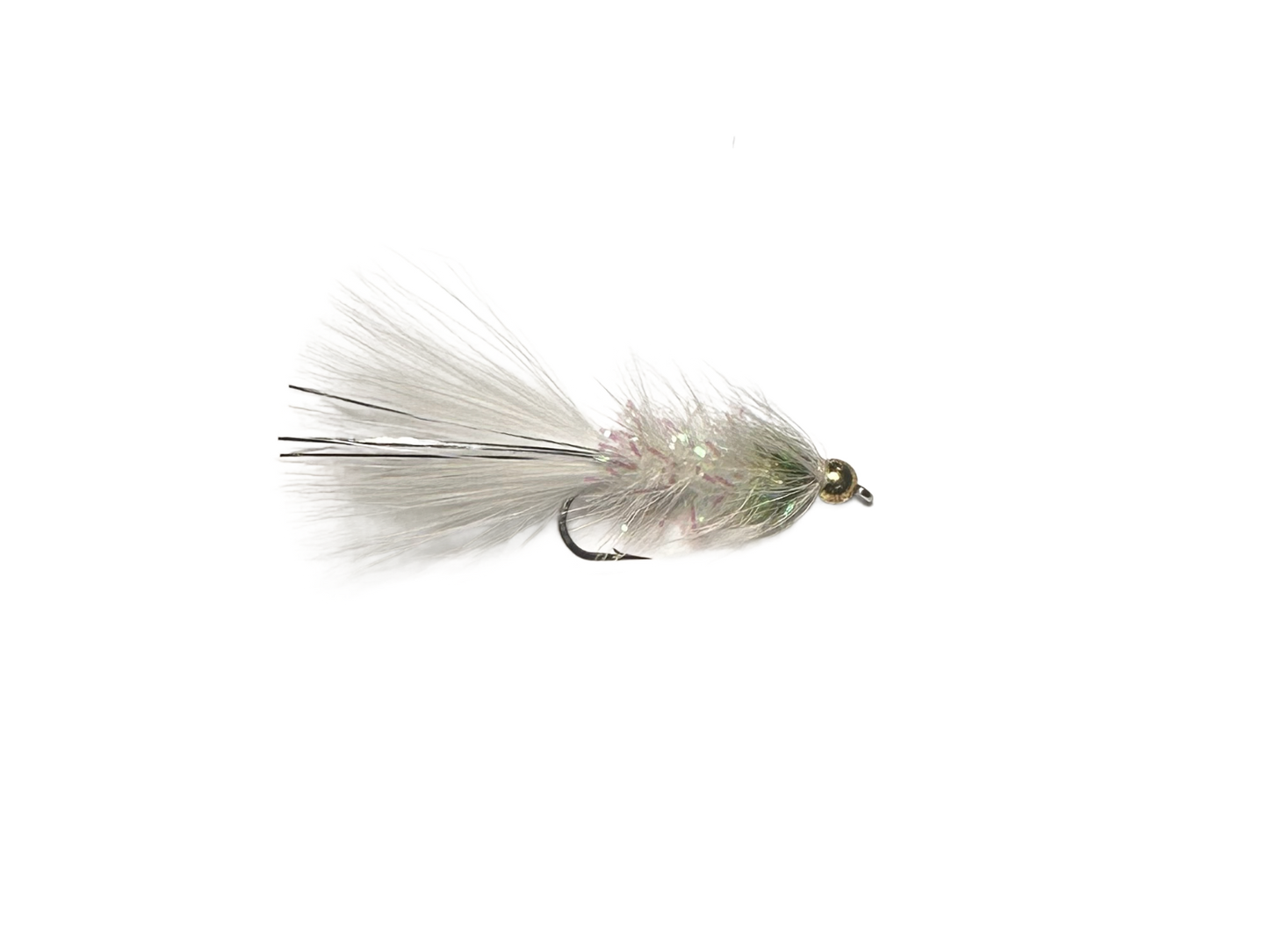 Catch's Beadhead Crystal Bugger, White Hotspot Olive