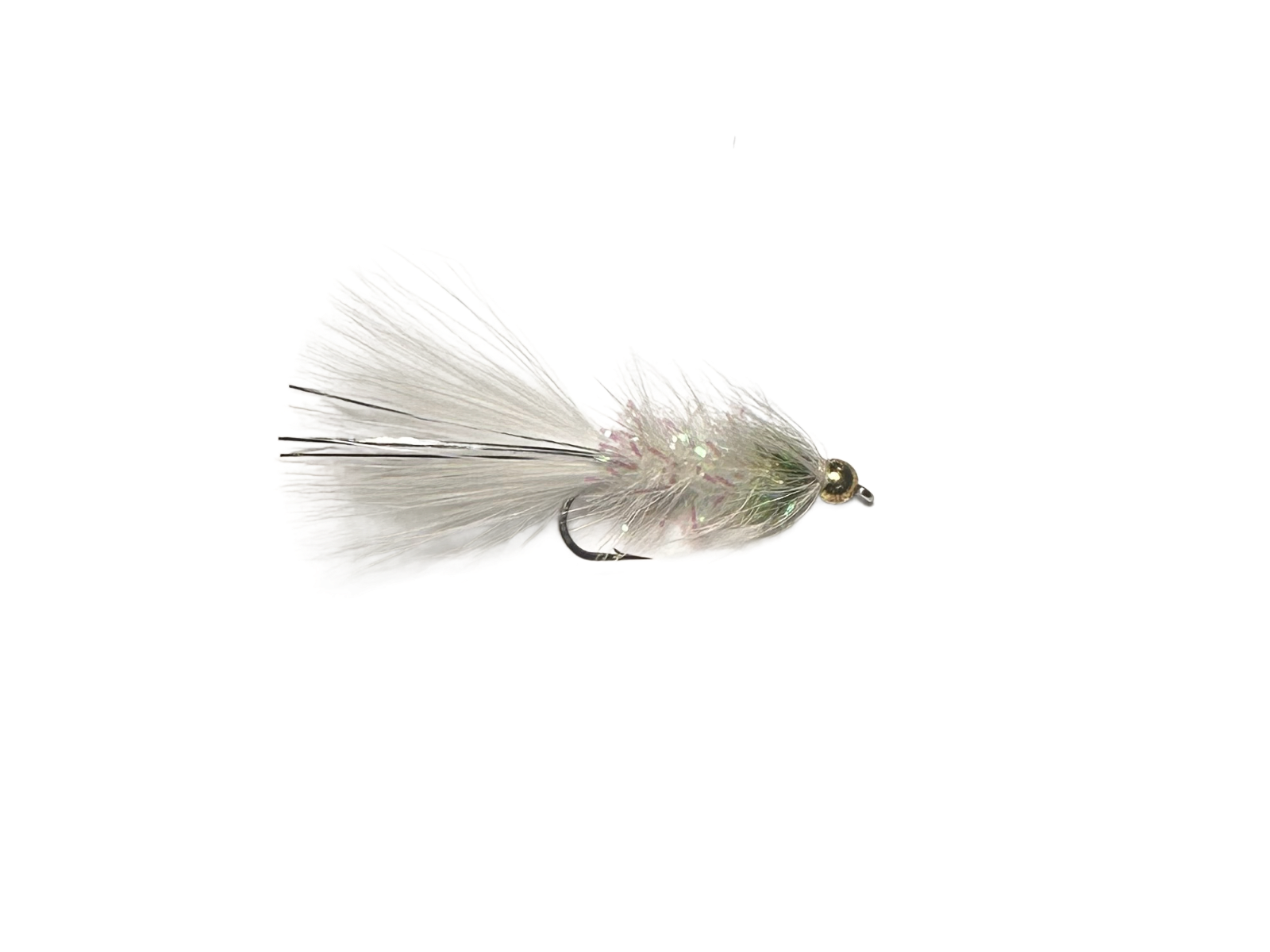 Catch's Beadhead Crystal Bugger, White Hotspot Olive