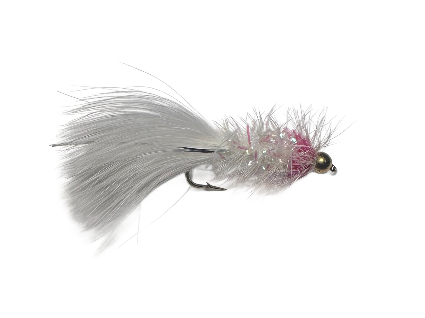 Catch's Beadhead Crystal Bugger, White Hotspot Pink