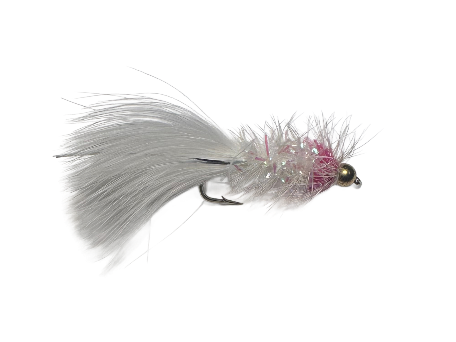Catch's Beadhead Crystal Bugger, White Hotspot Pink