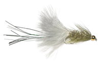 Catch's Beadhead Crystal Bugger, White/Olive Green