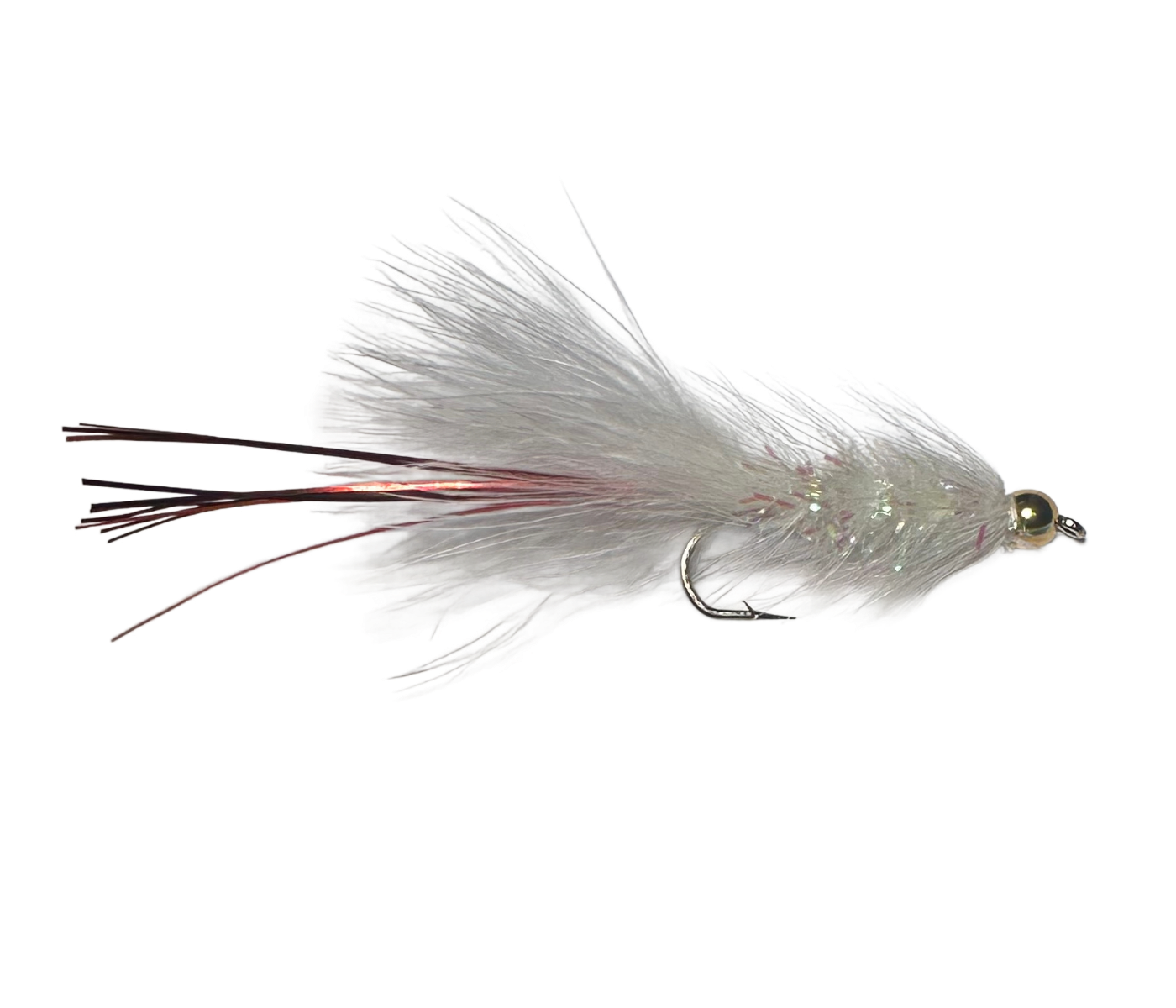 Catch's Beadhead Crystal Bugger, White/White Red| Size - 6