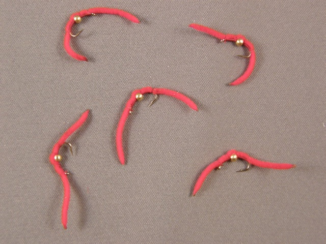 Beadhead San Juan Worm, Red grouped