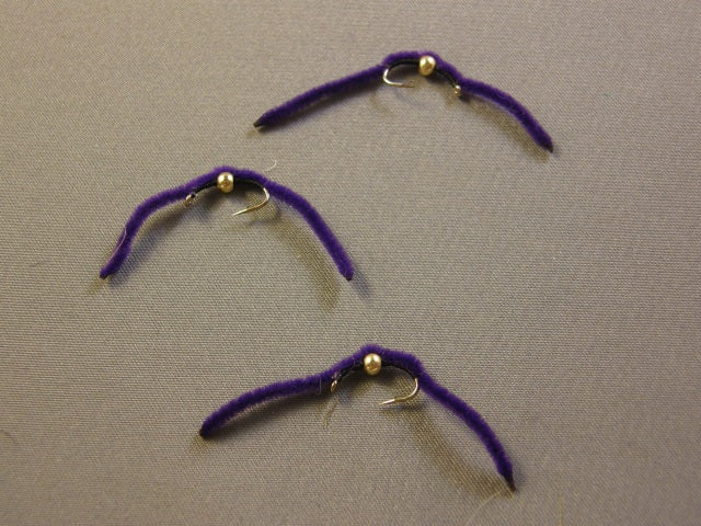 Beadhead San Juan Worm, Purple grouped