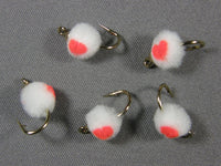 Beadhead Glo Bug, White/Flame grouped