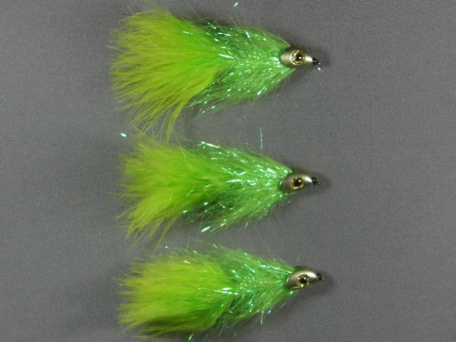 Fish-Skull Sparkle Minnow, Chartreuse grouped