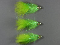 Fish-Skull Sparkle Minnow, Chartreuse grouped