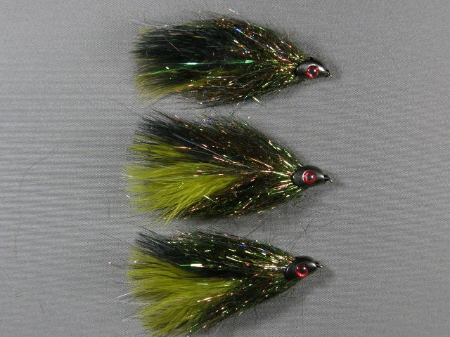 Fish-Skull Sparkle Minnow, Olive/Black grouped