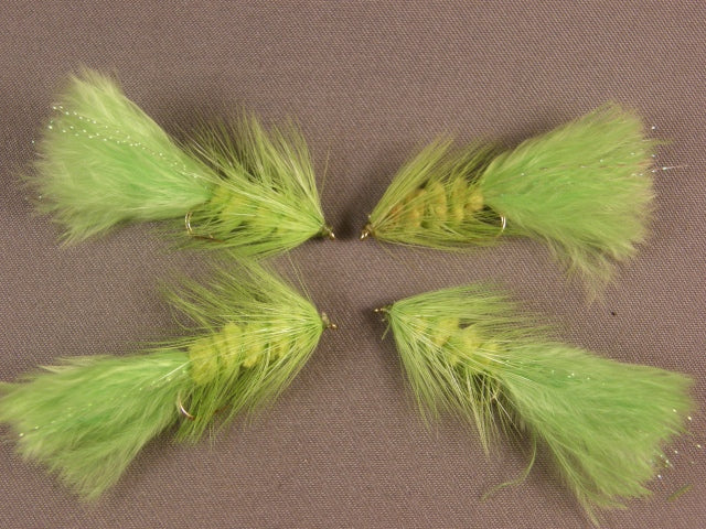 Woolly Bugger, Chartreuse grouped