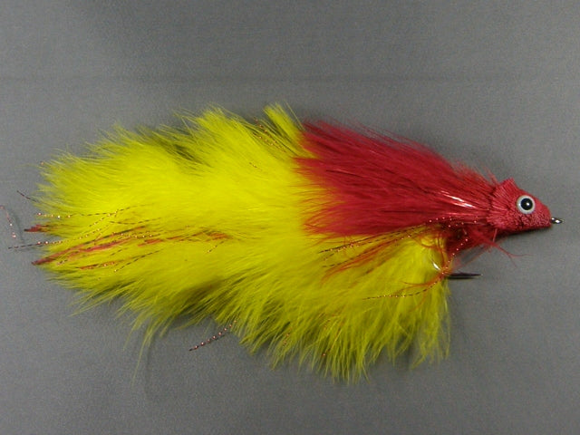 Meat Puppet Red and Yellow, Fly Fishing Flies, Musky. Discount flies at theflystop.com. High Resolution.